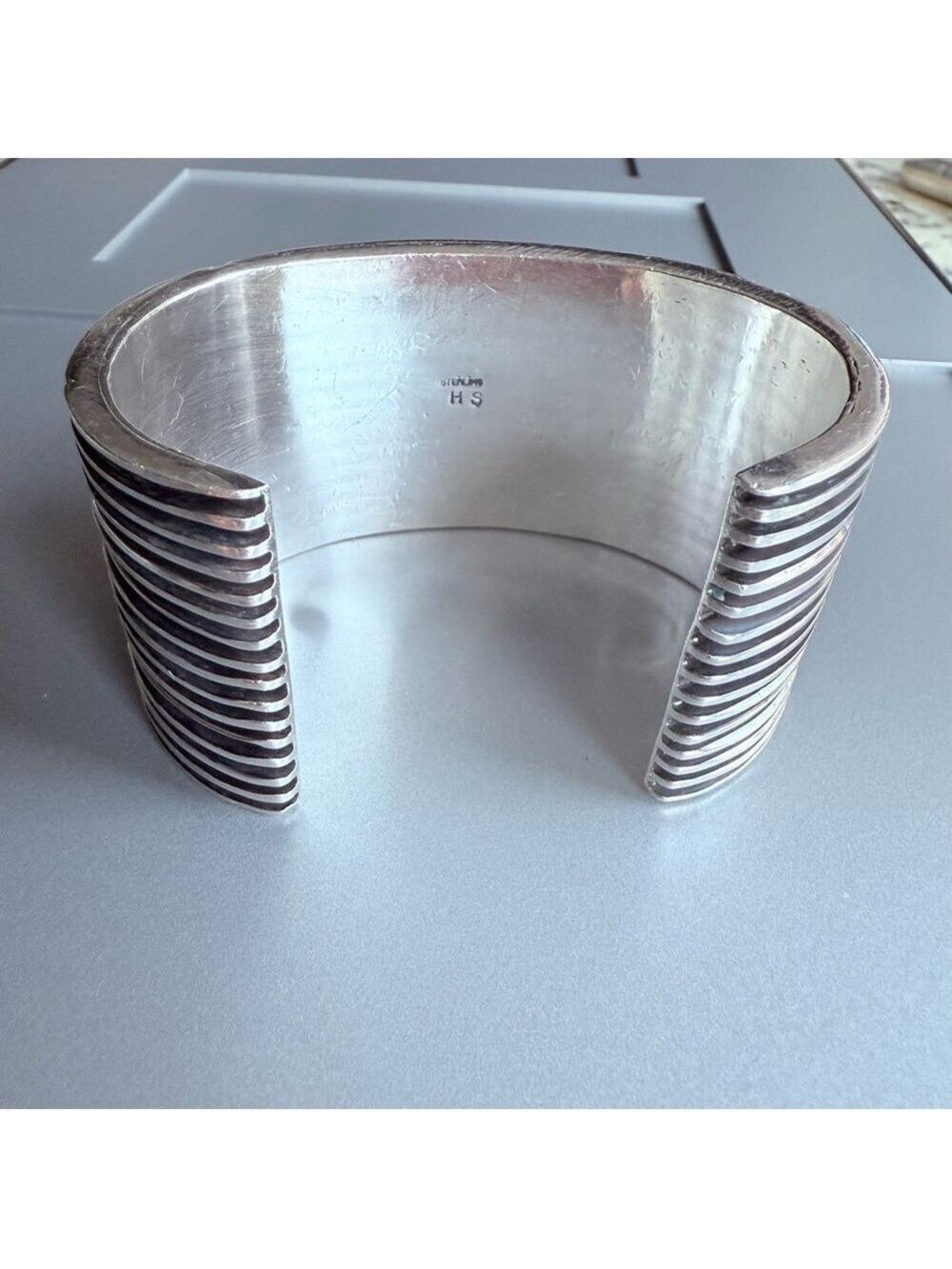 MASSIVE Navajo HS Herman Smith Rare Southwest Sterling Silver Wide Cuff … - Picture 10 of 13